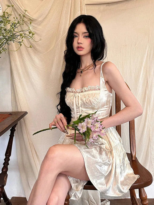 Litlookz Studio Coquette Floral Satin Mini Dress
