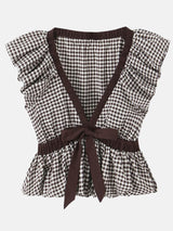 Litlookz Studio Coquette Gingham Bow Blouse, view 3