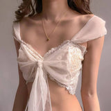 Litlookz Studio Coquette Lace Bow Top, view 3