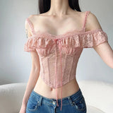 Litlookz Studio Coquette Lace Crop Top, view 3