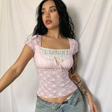 Litlookz Studio Coquette Lace Detailed Top, view 3