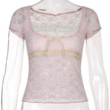 Litlookz Studio Coquette Lace Detailed Top, view 4