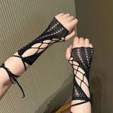 Litlookz Studio Coquette Lace Fingerless Gloves, view 4