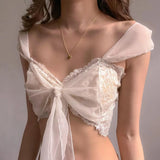 Litlookz Studio Coquette Lace Mesh Bra Crop Top, view 4