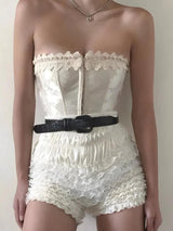 Litlookz Studio Coquette Lace Ruched Ruffled Shorts, view 2