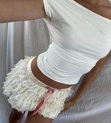 Litlookz Studio Coquette Lace Ruffled Shorts, view 2