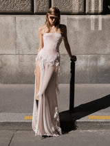 Litlookz Studio Coquette Lace Slit Maxi Dress, view 4