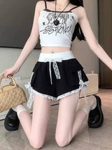 Litlookz Studio Coquette Lace Trim Shorts, view 2