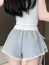 Litlookz Studio Coquette Lace Trim Shorts, view 3