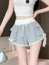 Litlookz Studio Coquette Lace Trim Shorts, view 5