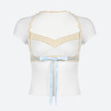 Litlookz Studio Coquette Lace Trim Top, view 2