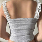 Litlookz Studio Coquette Lace Trimming Crop Top, view 5