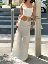 Litlookz Studio Coquette Lace Up Crop Top & Maxi Skirt Two Piece Set, view 4