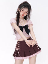 Litlookz Studio Coquette Mini Skirt With Top Two Piece Set, view 5