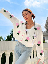 Litlookz Studio Coquette Rose Knit Cardigan, view 3