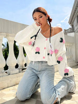 Litlookz Studio Coquette Rose Knit Cardigan, view 4