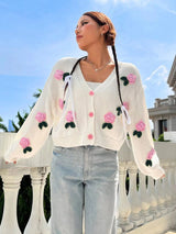 Litlookz Studio Coquette Rose Knit Cardigan, view 5