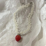Litlookz Studio Coquette Strawberry Pearl Beaded Necklace, view 2