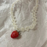 Litlookz Studio Coquette Strawberry Pearl Beaded Necklace, view 4
