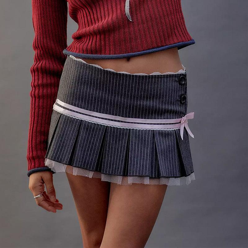 Litlookz Studio Coquette Striped Mini Skirt