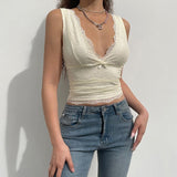 Litlookz Studio Coquette V-neck Lace Crop Top, view 4