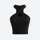 Litlookz Studio Corduroy Halter Neck Knitted Crop Top, view 6