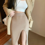 Litlookz Studio Corduroy Knitted Split Midi Skirt, view 2