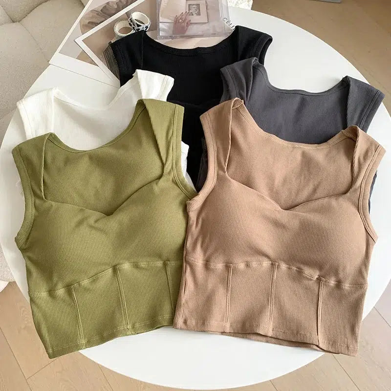 Litlookz Studio Corduroy Square Neck Crop Top