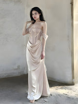 Litlookz Studio Corset Satin Maxi Dress, view 2