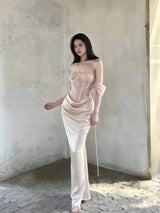 Litlookz Studio Corset Satin Maxi Dress, view 3