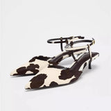 Litlookz Studio Cow Print Pointed-Toe Kitten Heel, view 6