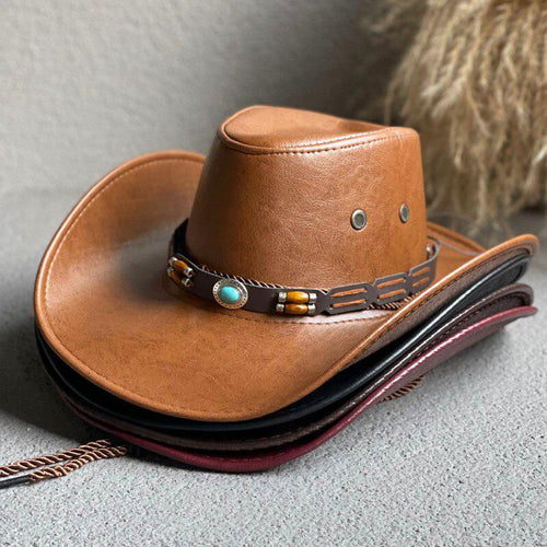 Litlookz Studio Cowgirl Adjustable Faux Leather Western Hat