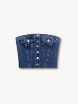 Litlookz Studio Cowgirl Button Up Denim Tube Top, view 3