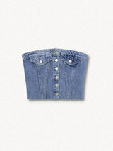Litlookz Studio Cowgirl Button Up Denim Tube Top, view 4