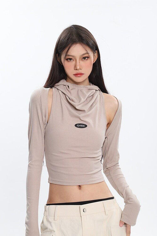 Litlookz Studio Cowl Collar Cut-Out Crop Top