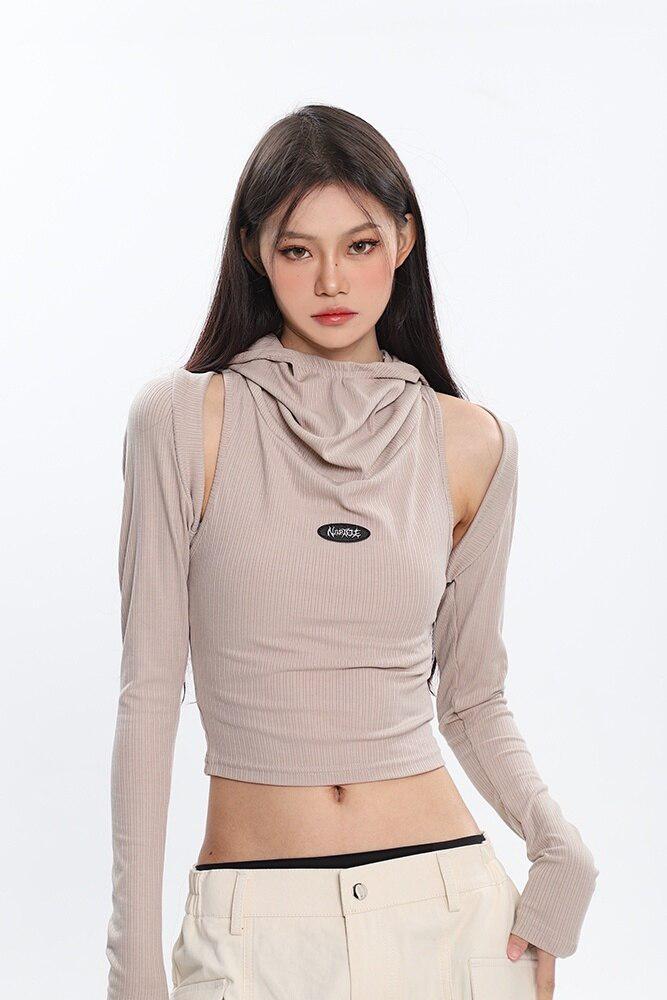 Litlookz Studio Cowl Collar Cut-Out Crop Top