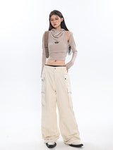 Litlookz Studio Cowl Collar Cut-Out Crop Top, view 3