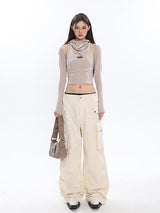 Litlookz Studio Cowl Collar Cut-Out Crop Top, view 4