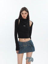 Litlookz Studio Cowl Collar Cut-Out Crop Top, view 5