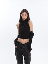 Litlookz Studio Cowl Collar Cut-Out Crop Top, view 6