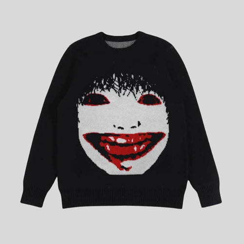Litlookz Studio Creepy Face Sweater