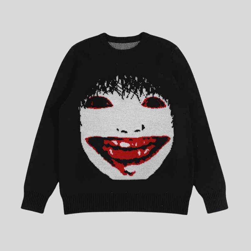 Litlookz Studio Creepy Face Sweater