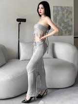 Litlookz Studio Crochet Backless Top & Maxi Skirt Two Piece Set, view 2