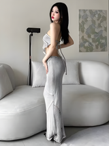 Litlookz Studio Crochet Backless Top & Maxi Skirt Two Piece Set, view 3
