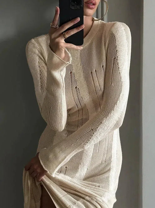 Litlookz Studio Crochet Distressed Maxi Dress