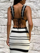 Litlookz Studio Crochet Striped Crop Top & Maxi Skirt Two Piece Set, view 4