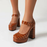 Litlookz Studio Crocodile Square Toe Platform High Heels, view 2