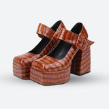 Litlookz Studio Crocodile Square Toe Platform High Heels, view 5