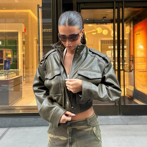 Litlookz Studio Cropped Faux Leather Jacket