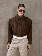 Litlookz Studio Cropped Suede Jacket, view 3